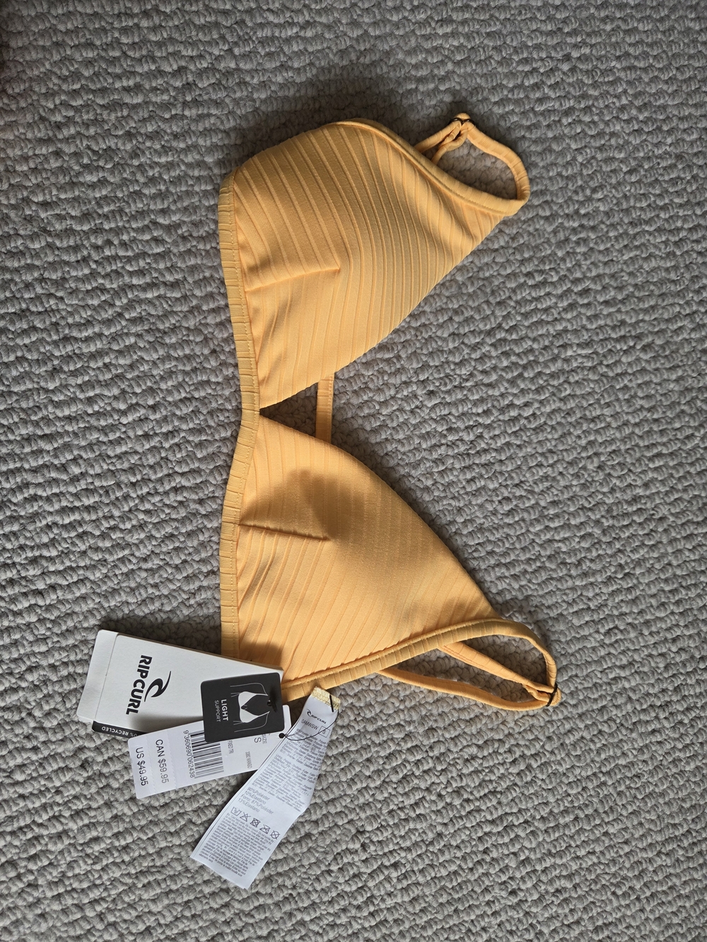 Rip Curl Golden Yellow Ribbed Triangle Swim Top